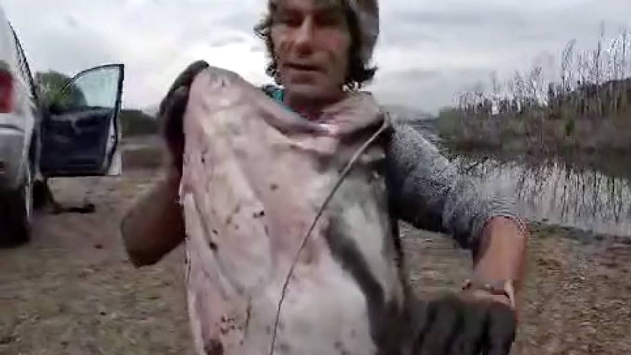 Двое рыбаков сообща вытащили из воды 120-килограммового сома