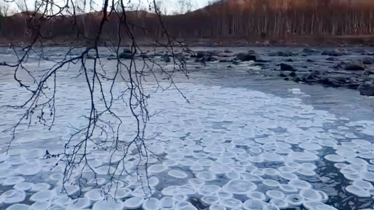 Необычные нерукотворные объекты на поверхности российской реки сняли на видео