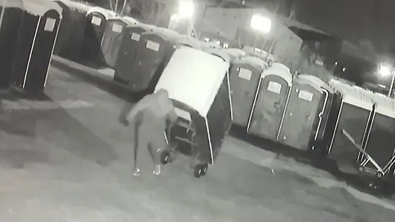 Воры украли 13 кабинок уличного туалета и попали на видео