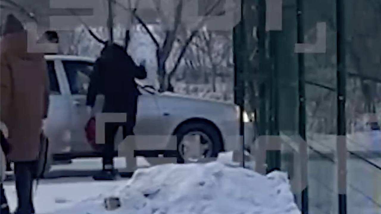 Пытавшийся протаранить на машине ворота детского сада россиянин попал на видео