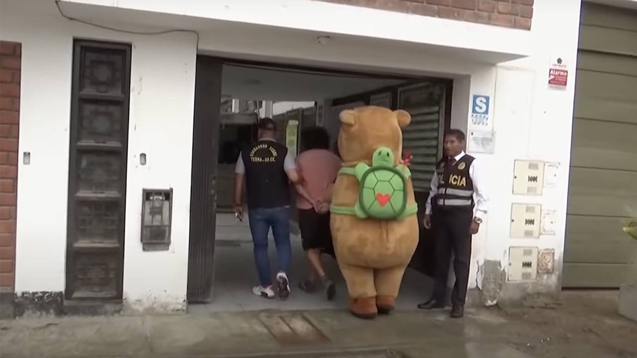 Переодетый в костюм капибары полицейский провел антинаркотический рейд в Перу