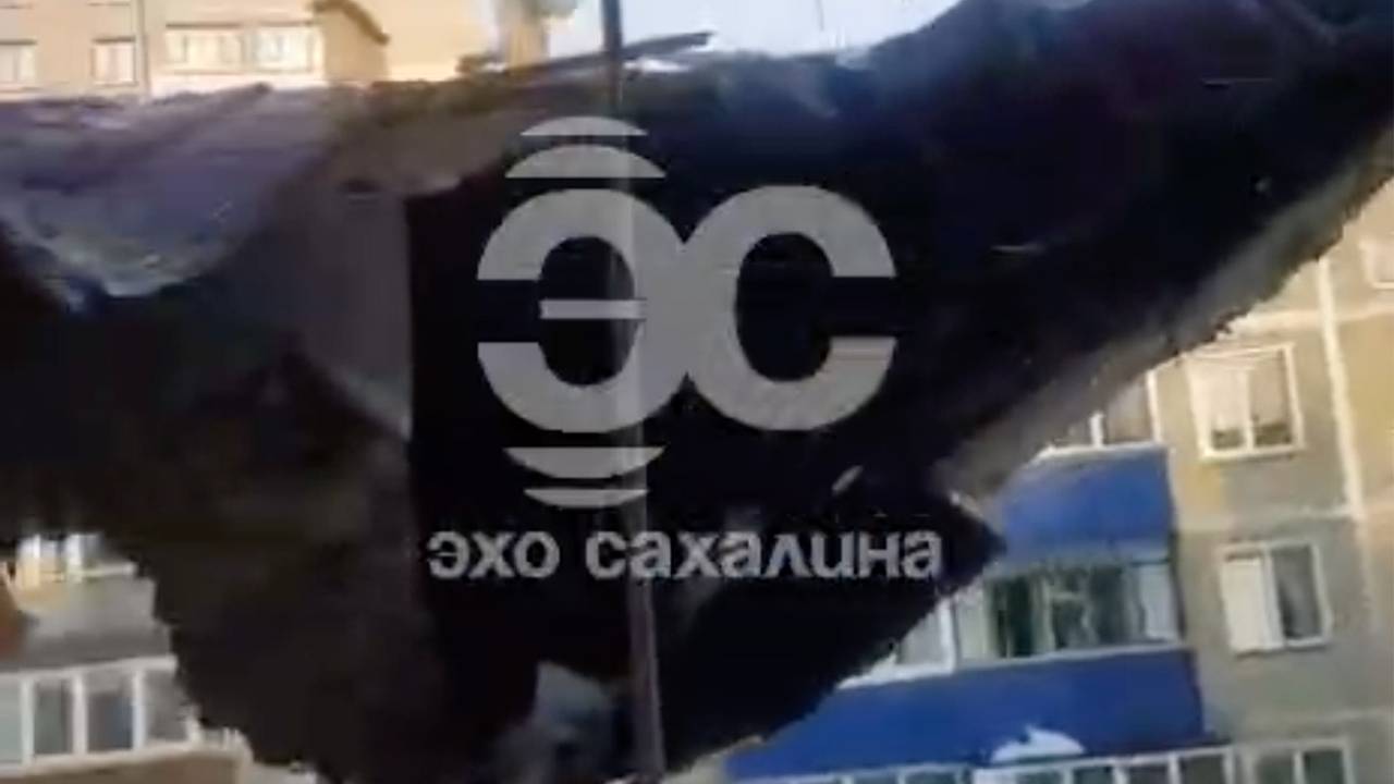 Глыба льда пробила окно квартиры в российском городе