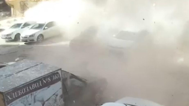 Момент взрыва газа в квартире в Махачкале